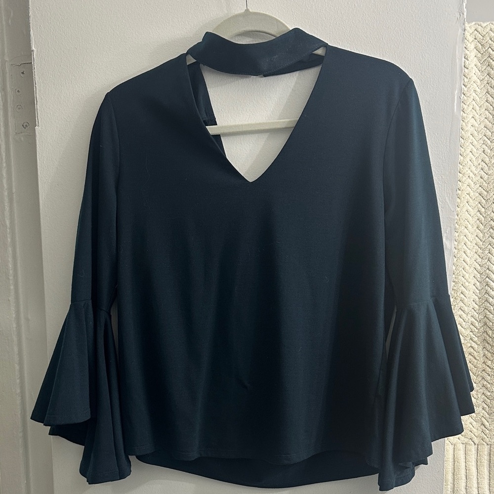 Elegant Blue V-Neck Women's Top